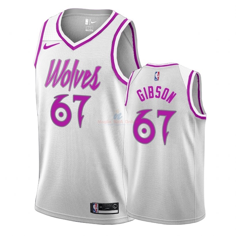 Acquista Maglia NBA Earned Edition Minnesota Timberwolves #67 Taj Gibson Bianco 2018-19