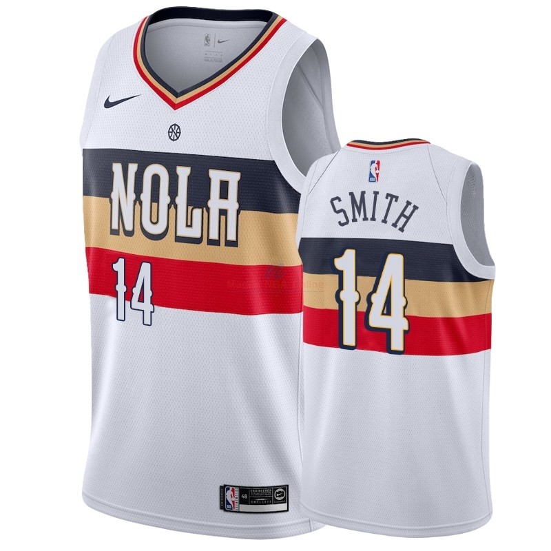 Acquista Maglia NBA Earned Edition New Orleans Pelicans #14 Jason Smith Bianco 2018-19