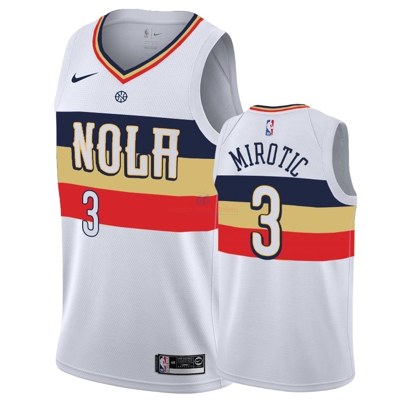 Acquista Maglia NBA Earned Edition New Orleans Pelicans #3 Nikola Mirotic Bianco 2018-19