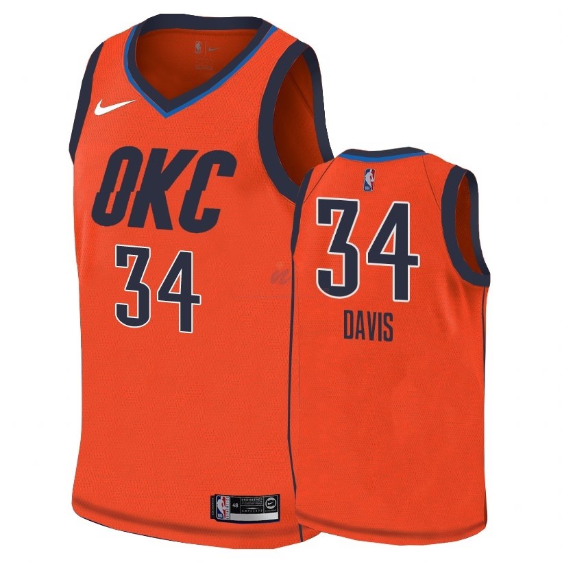 Acquista Maglia NBA Earned Edition Oklahoma City Thunder #34 Tyler Davis Arancia 2018-19