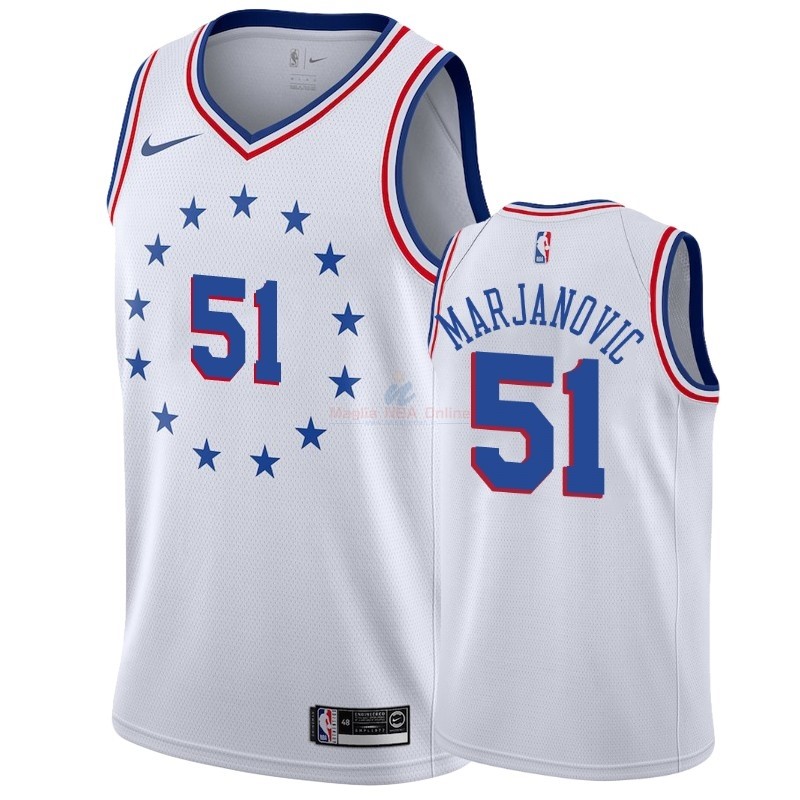 Acquista Maglia NBA Earned Edition Philadelphia Sixers #51 Boban Marjanovic Bianco 2018-19