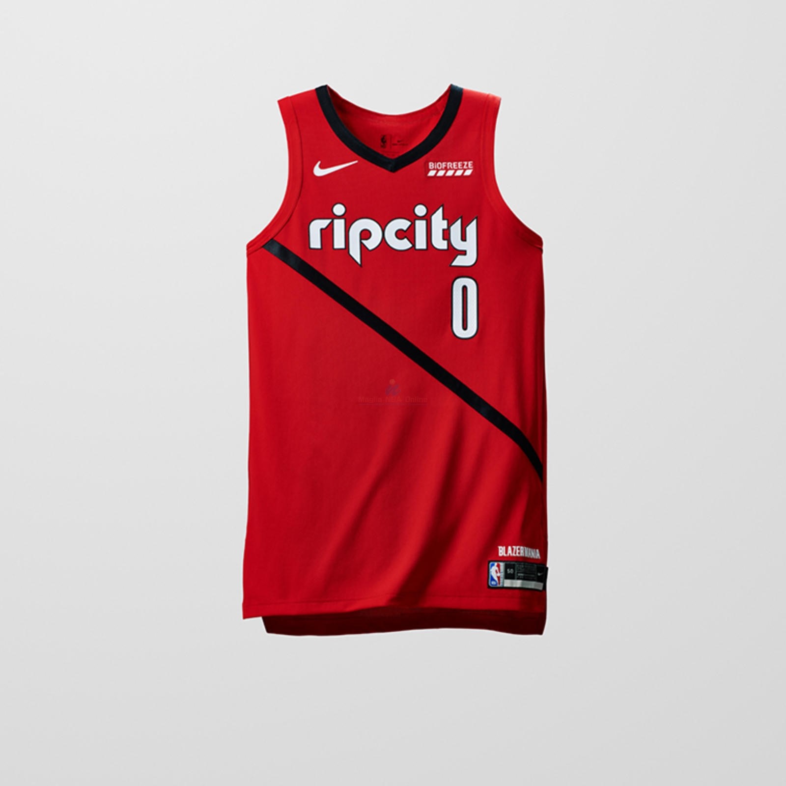 Acquista Maglia NBA Earned Edition Portland Trail Blazers #0 Damian Lillard Rosso 2018-19