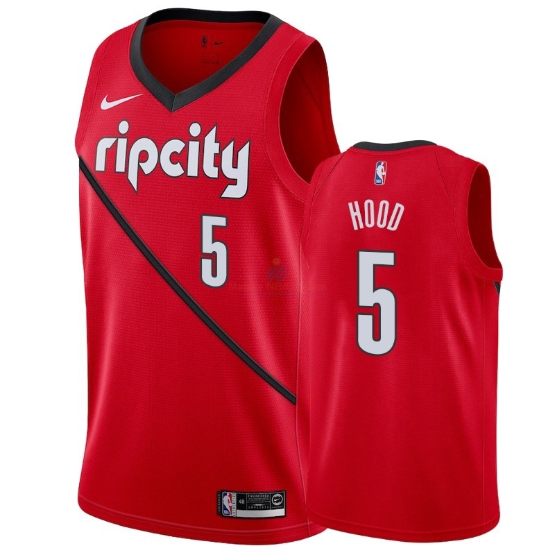 Acquista Maglia NBA Earned Edition Portland Trail Blazers #5 Rodney Hood Rosso 2018-19