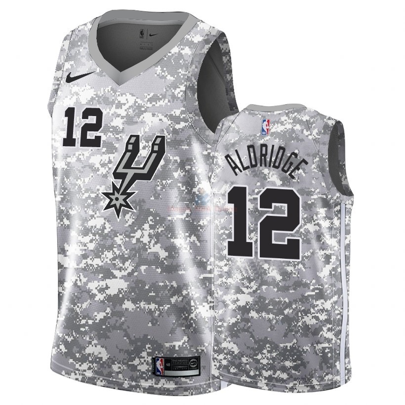 Acquista Maglia NBA Earned Edition San Antonio Spurs #12 LaMarcus Aldridge Grigio 2018-19