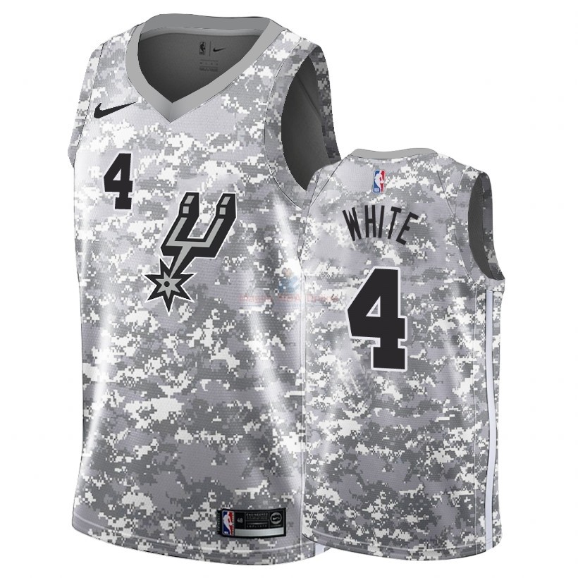 Acquista Maglia NBA Earned Edition San Antonio Spurs #4 Derrick White Grigio 2018-19