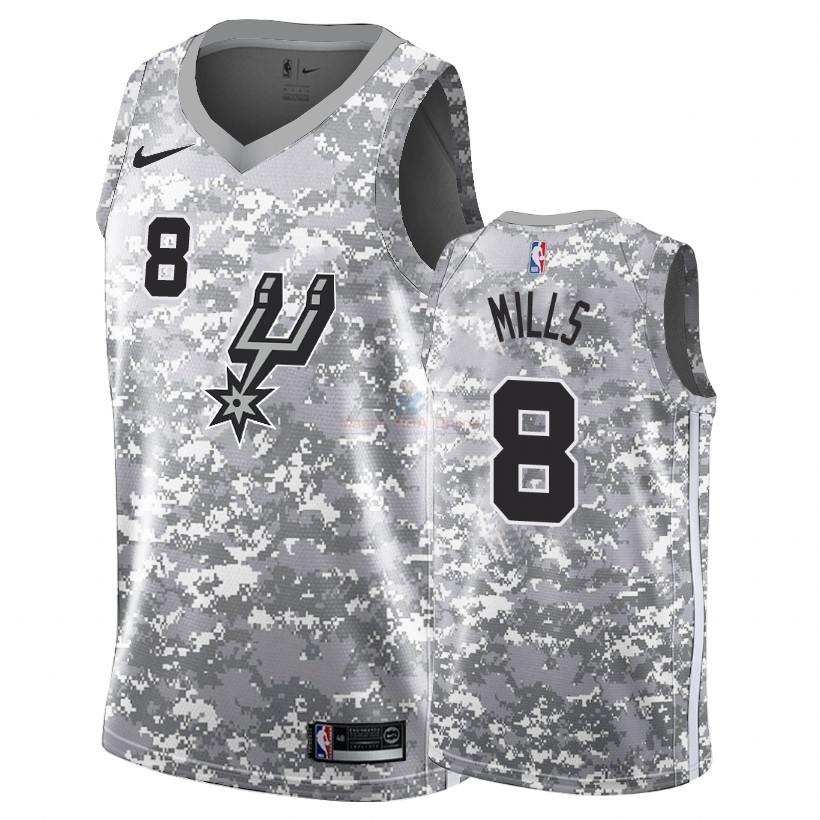 Acquista Maglia NBA Earned Edition San Antonio Spurs #8 Patty Mills Grigio 2018-19