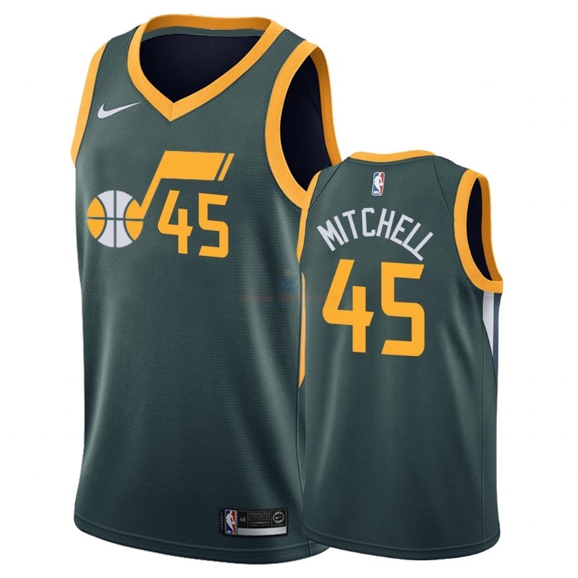 Acquista Maglia NBA Earned Edition Utah Jazz #45 Donovan Mitchell Nike Verde 2018-19