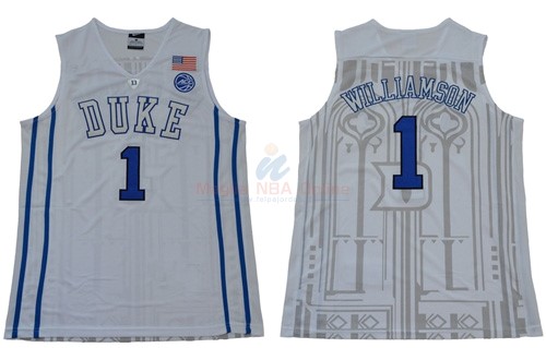 Acquista Maglia NCAA Duke #1 Zion Williamson Bianco