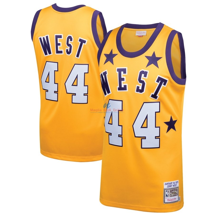 Acquista Maglia NBA All Star 1972 #44 Jerry West Giallo