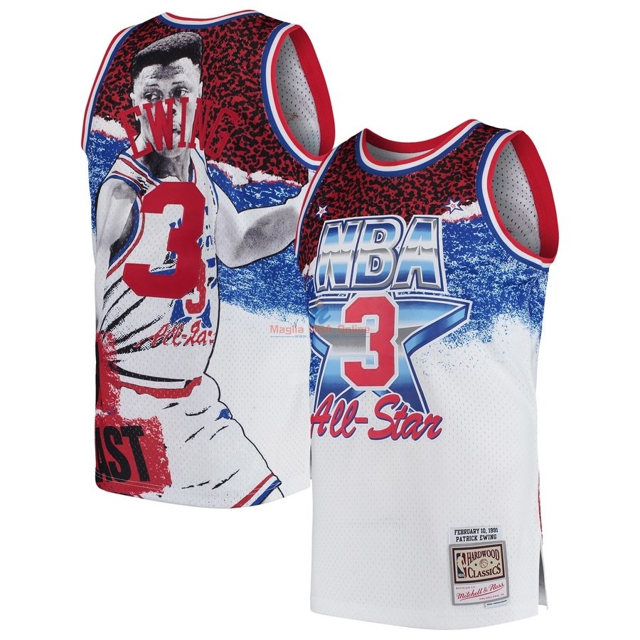 Acquista Maglia NBA All Star 1991 #3 Patrick Ewing Bianco