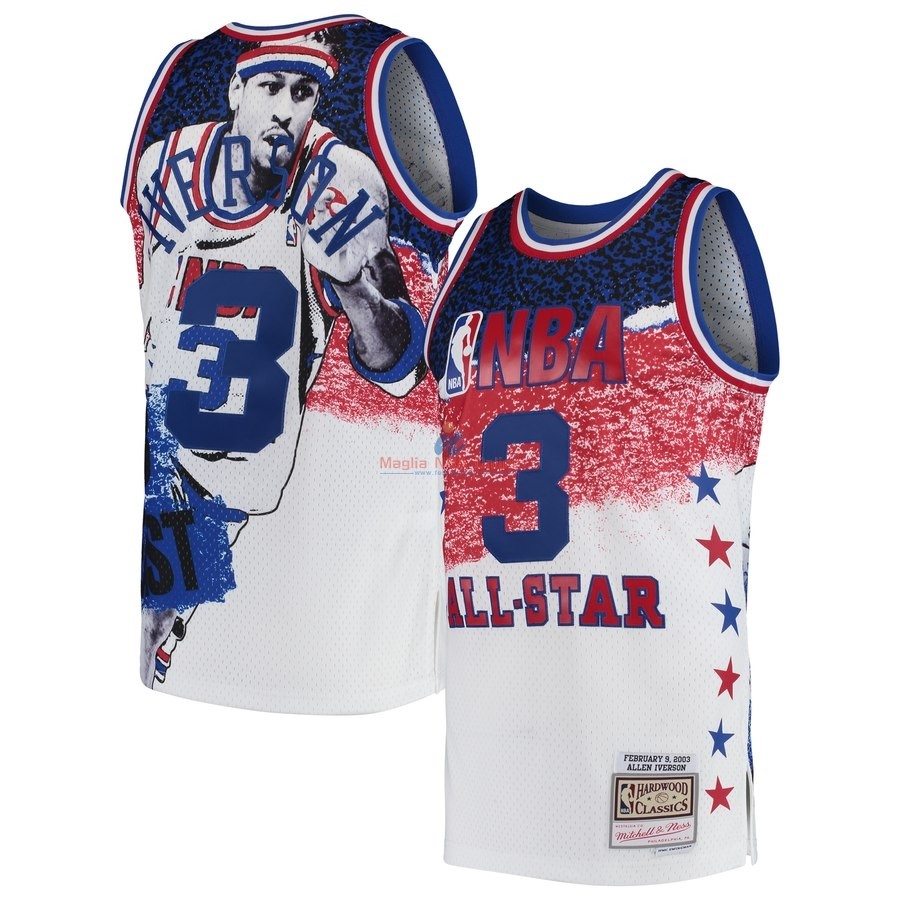 Acquista Maglia NBA All Star 2003 #3 Allen Iverson Bianco