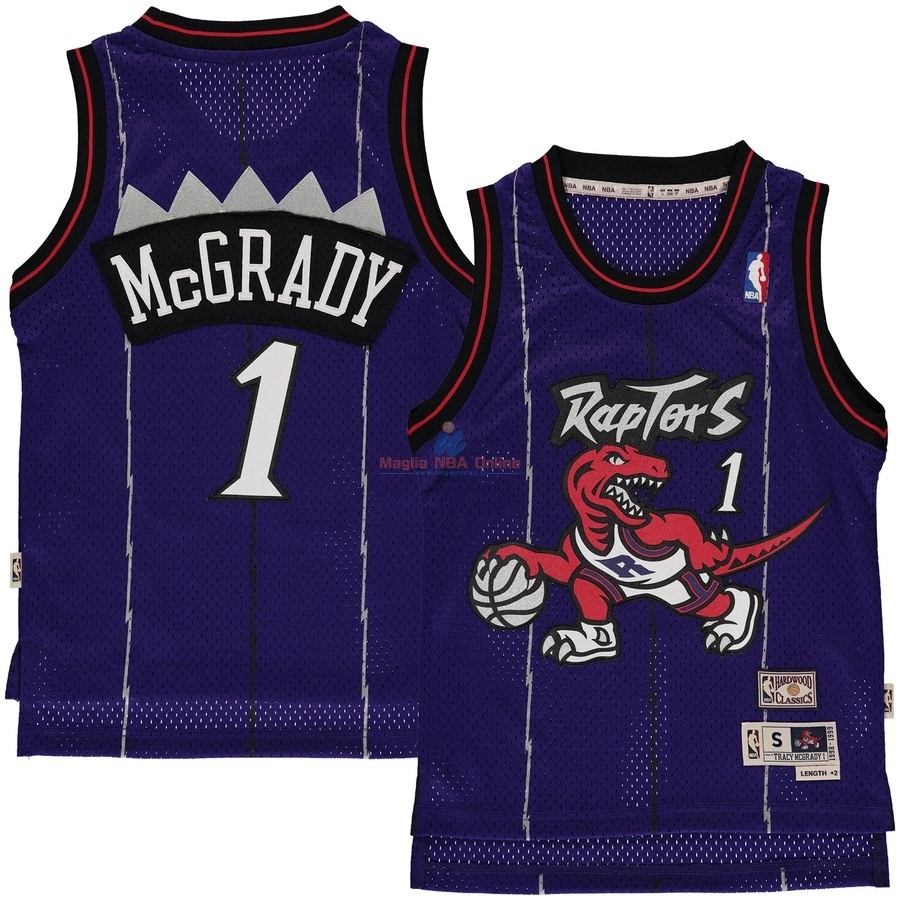 Acquista Maglia NBA Bambini Toronto Raptors #1 Tracy McGrady Blu Hardwood Classic