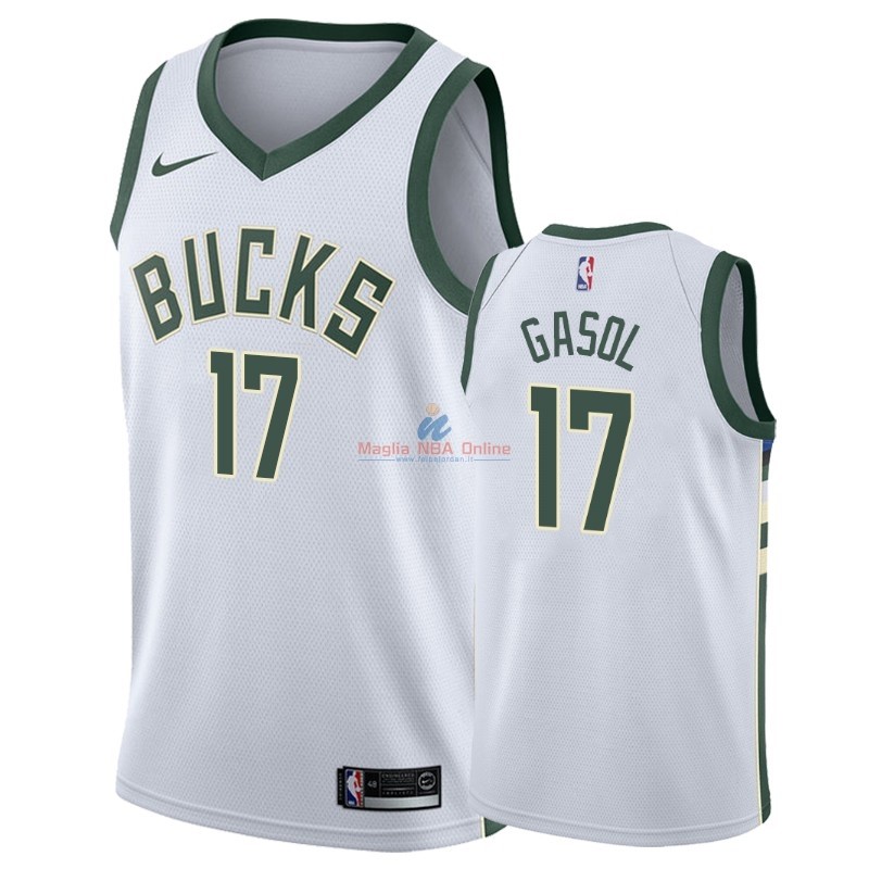 Acquista Maglia NBA Bambino Milwaukee Bucks #17 Pau Gasol Bianco Association 2018-19