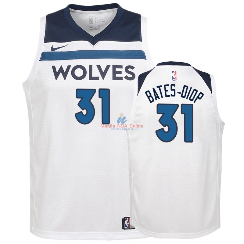 Acquista Maglia NBA Bambino Minnesota Timberwolves #31 Keita Bates Diop Bianco Association