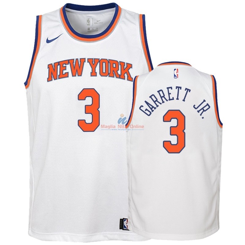 Acquista Maglia NBA Bambino New York Knicks #3 Billy Garrett Jr. Bianco Association 2018-19