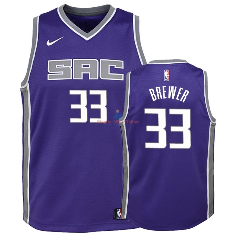 Acquista Maglia NBA Bambino Sacramento Kings #33 Corey Brewer Porpora Icon