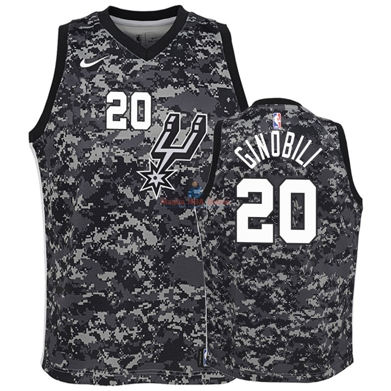 Acquista Maglia NBA Bambino San Antonio Spurs #20 Manu Ginobili Nero Città 2019