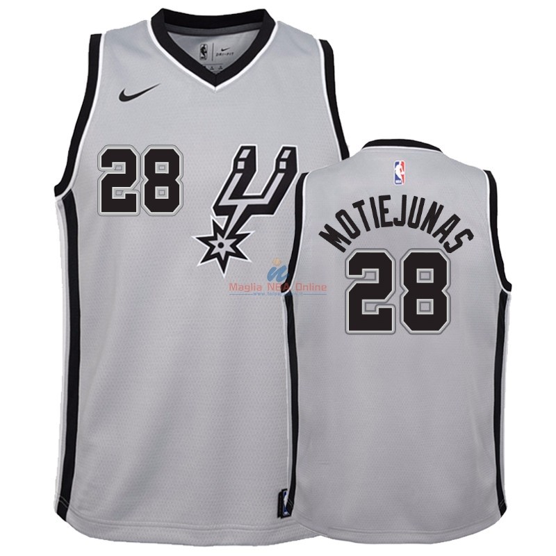 Acquista Maglia NBA Bambino San Antonio Spurs #28 Donatas Motiejunas Grigio Statement 2018-19