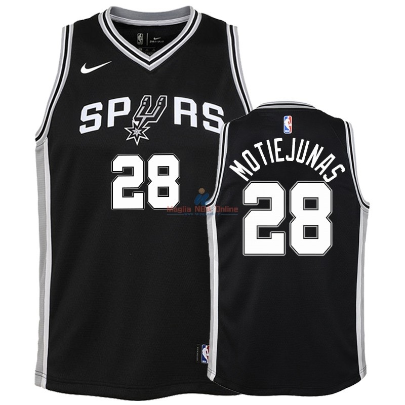 Acquista Maglia NBA Bambino San Antonio Spurs #28 Donatas Motiejunas Nero Icon 2018-19