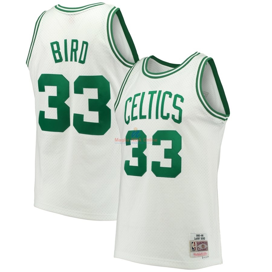 Acquista Maglia NBA Boston Celtics #33 Larry Bird Bianco Hardwood Classics 1985-86