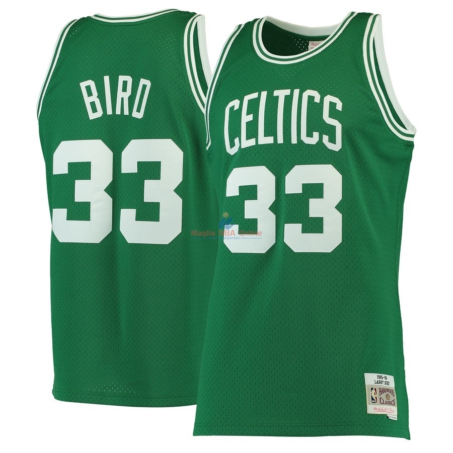 Acquista Maglia NBA Boston Celtics #33 Larry Bird Verde Hardwood Classics 1985-86