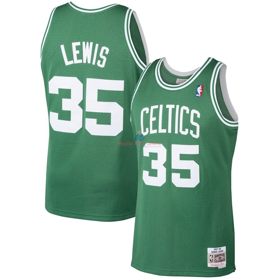 Acquista Maglia NBA Boston Celtics #35 Reggie Lewis Verde Hardwood Classics 1987-88