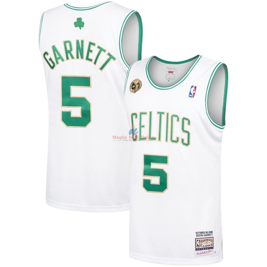 Acquista Maglia NBA Boston Celtics #5 Kevin Garnett Bianco Hardwood Classics 2008-09