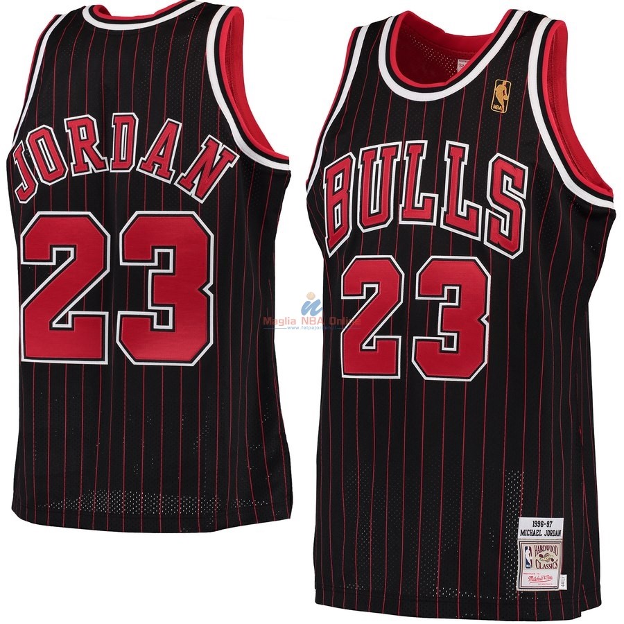 Acquista Maglia NBA Chicago Bulls #23 Michael Jordan Nero Hardwood Classics 1996-97