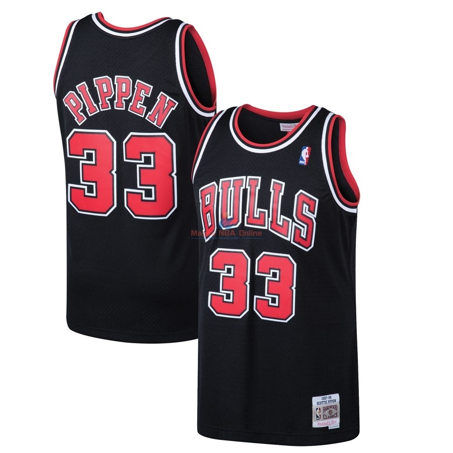 Acquista Maglia NBA Chicago Bulls #33 Scottie Pippen Nero Hardwood Classics 1997-98