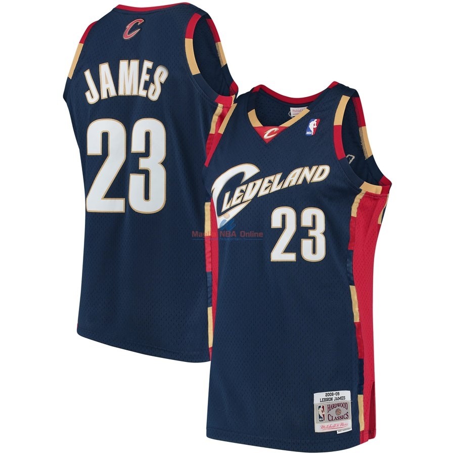 Acquista Maglia NBA Cleveland Cavaliers #23 LeBron James Nero Hardwood Classics 2008-09