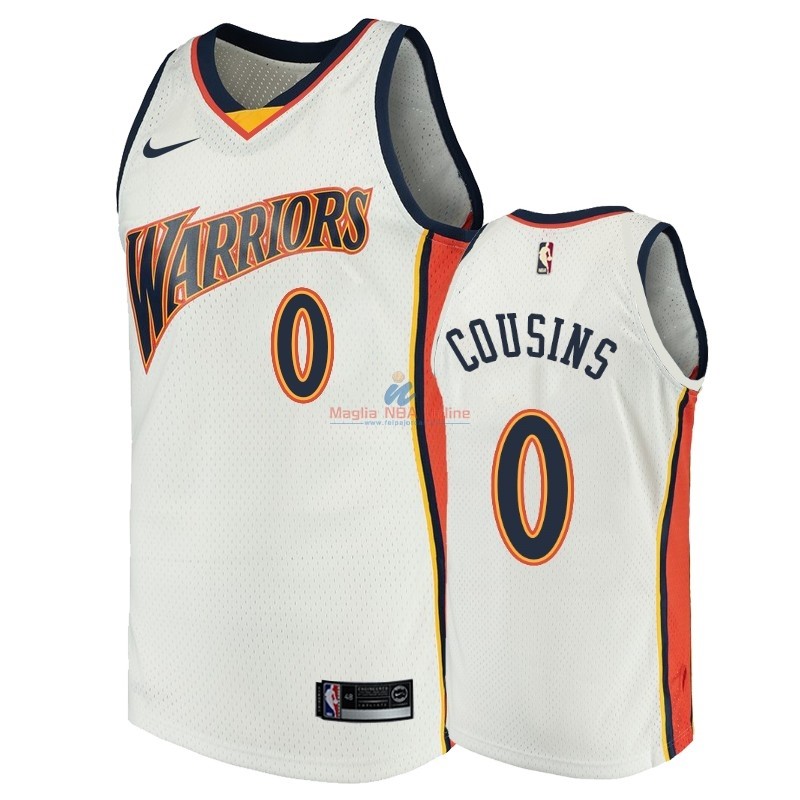 Acquista Maglia NBA Golden State Warriors #0 DeMarcus Cousins Bianco Throwback