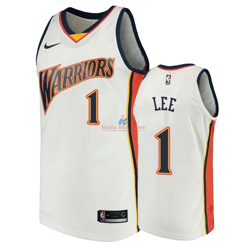 Acquista Maglia NBA Golden State Warriors #1 Damion Lee Bianco Throwback