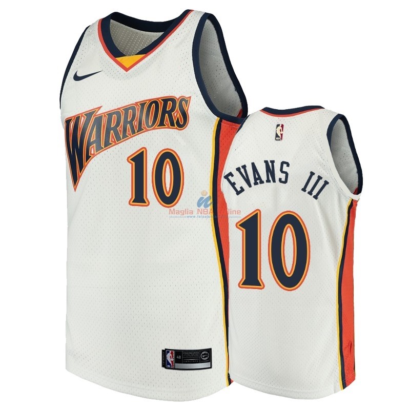 Acquista Maglia NBA Golden State Warriors #10 Jacob Evans III Bianco Throwback