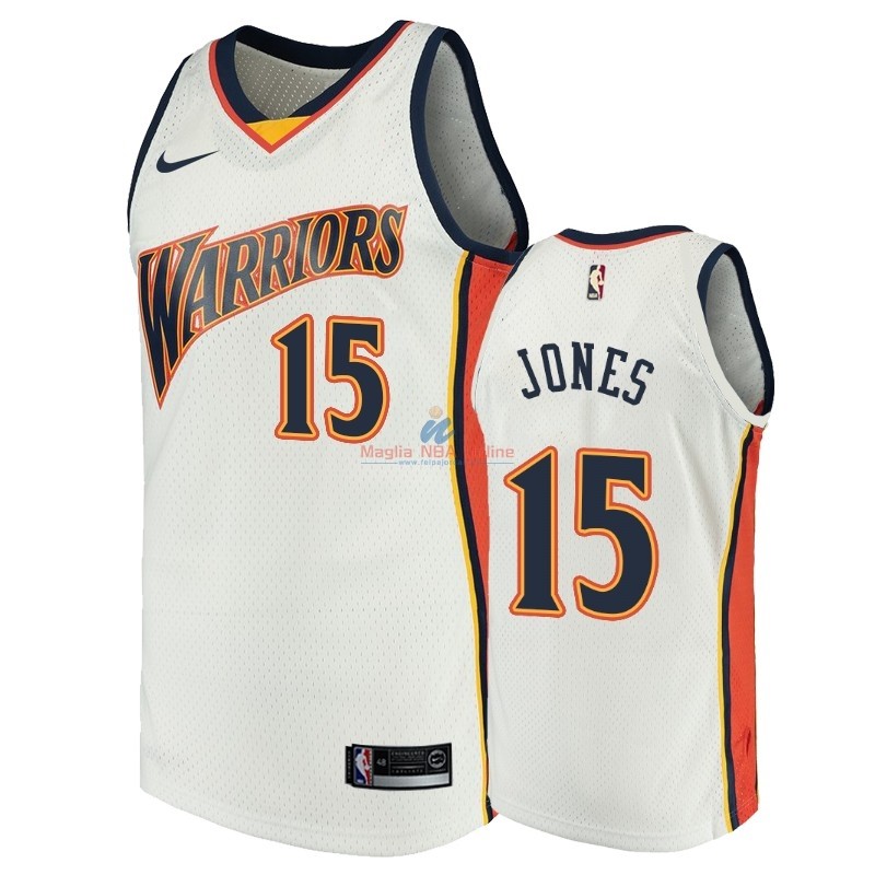 Acquista Maglia NBA Golden State Warriors #15 Damian Jones Bianco Throwback