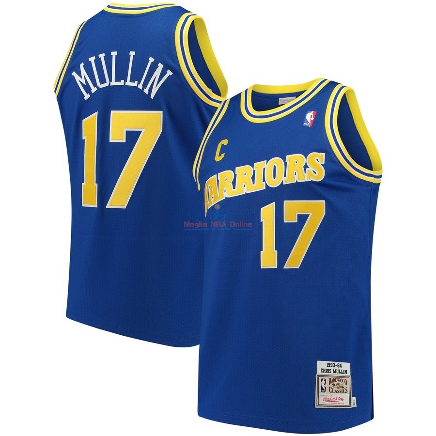 Acquista Maglia NBA Golden State Warriors #17 Chris Mullin Blu Hardwood Classics 1993-94