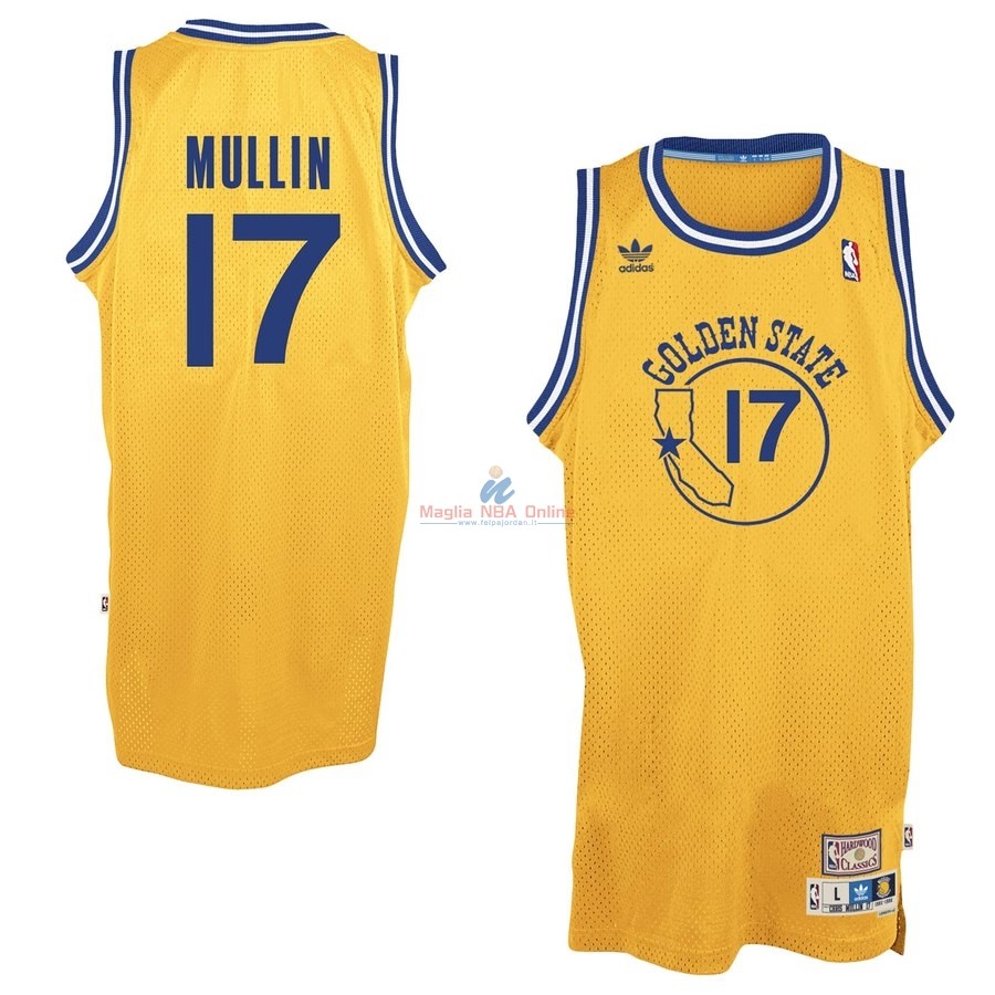 Acquista Maglia NBA Golden State Warriors #17 Chris Mullin Giallo Hardwood Classics
