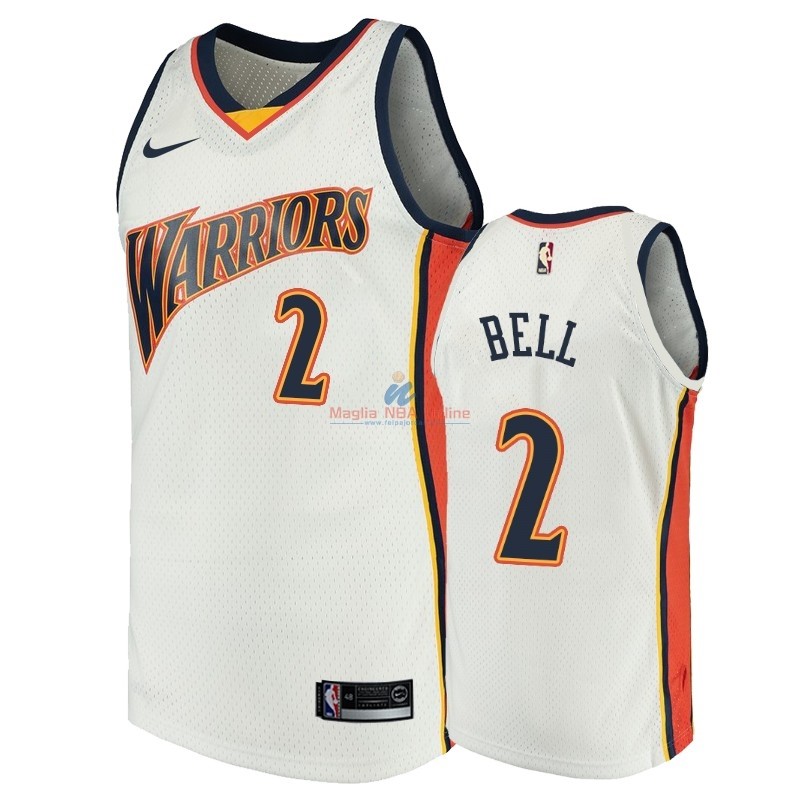 Acquista Maglia NBA Golden State Warriors #2 Jordan Bell Bianco Throwback