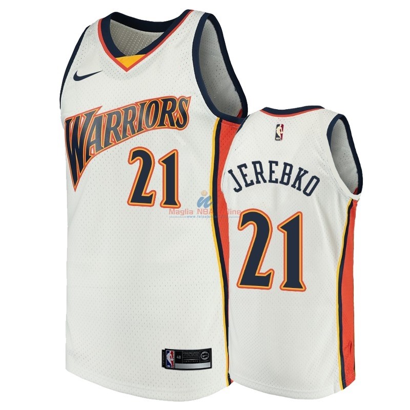 Acquista Maglia NBA Golden State Warriors #21 Jonas Jerebko Bianco Throwback