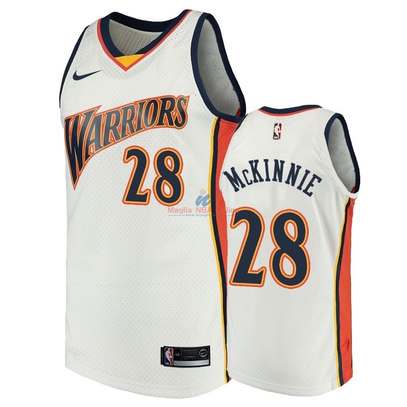 Acquista Maglia NBA Golden State Warriors #28 Alfonzo McKinnie Bianco Throwback