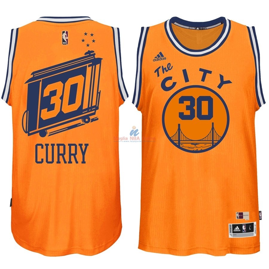 Acquista Maglia NBA Golden State Warriors #30 Stephen Curry Arancia Hardwood Classics