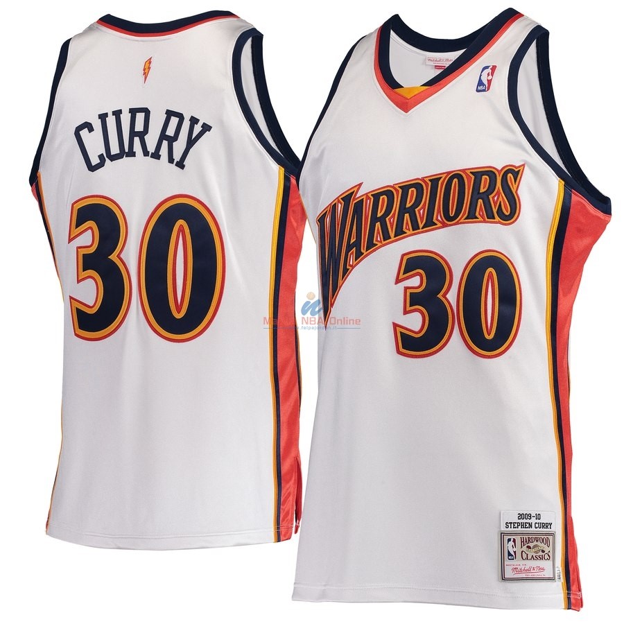 Acquista Maglia NBA Golden State Warriors #30 Stephen Curry Bianco Hardwood Classics 2009-10