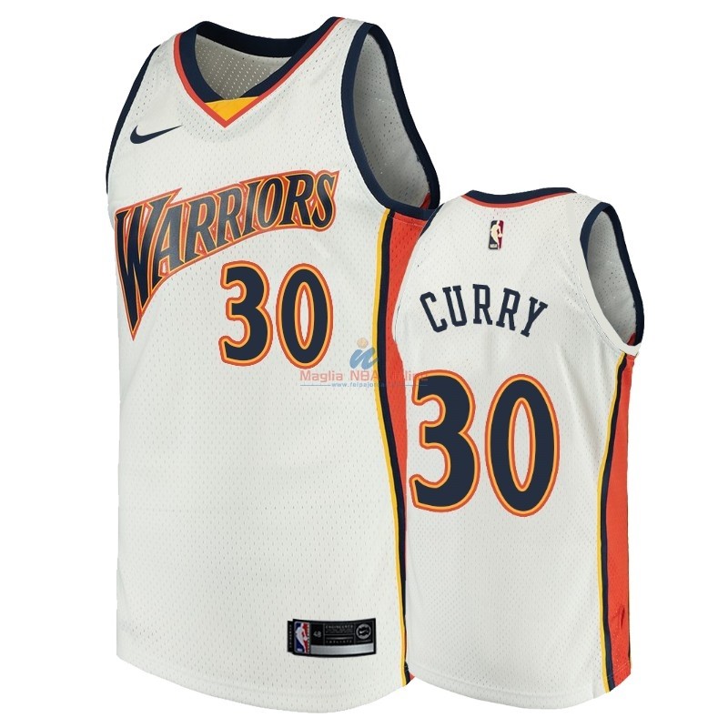 Acquista Maglia NBA Golden State Warriors #30 Stephen Curry Bianco Throwback