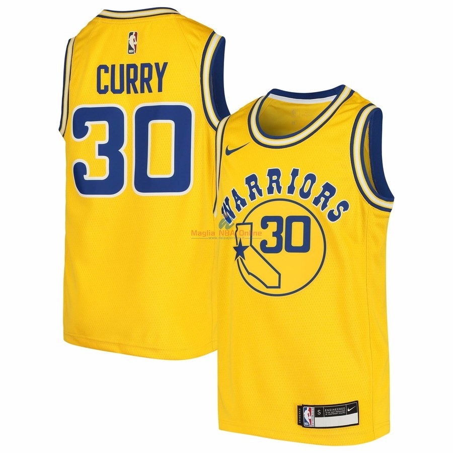 Acquista Maglia NBA Golden State Warriors #30 Stephen Curry Giallo Hardwood Classics 2009-10