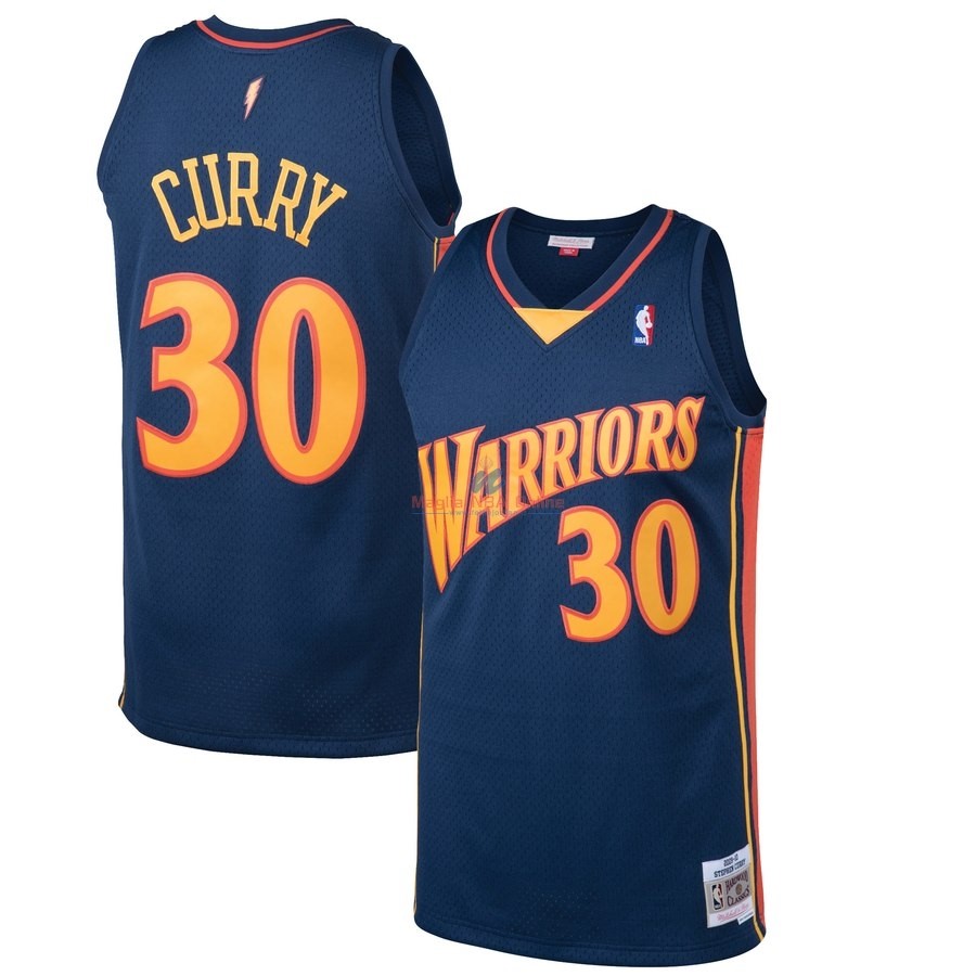 Acquista Maglia NBA Golden State Warriors #30 Stephen Curry Nero Hardwood Classics 2009-10