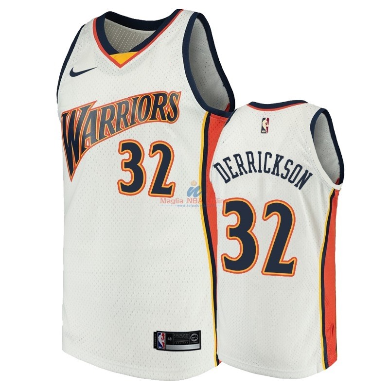 Acquista Maglia NBA Golden State Warriors #32 Marcus Derrickson Bianco Throwback