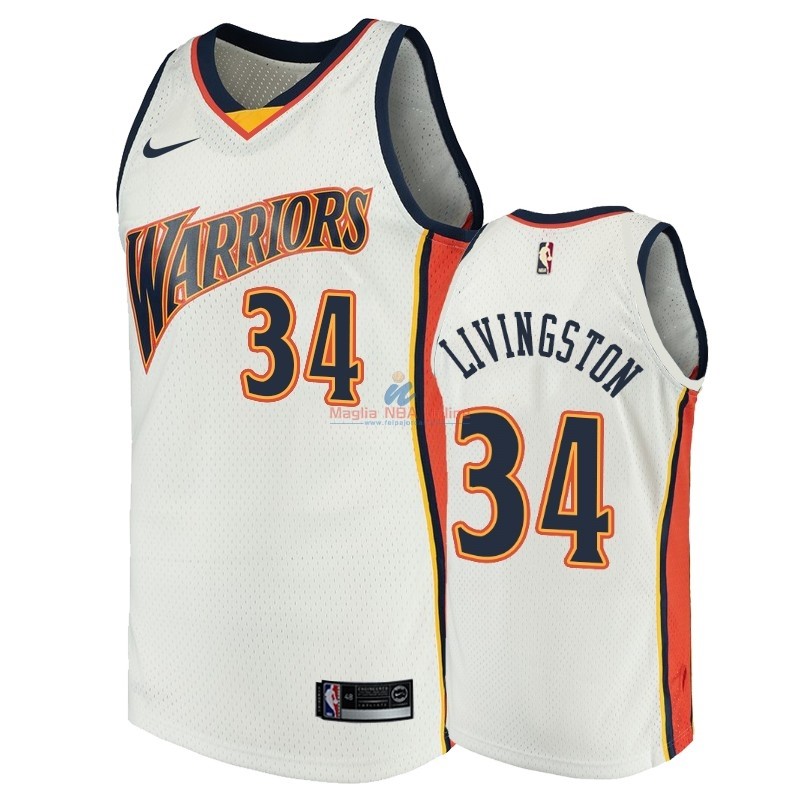 Acquista Maglia NBA Golden State Warriors #34 Shaun Livingston Bianco Throwback