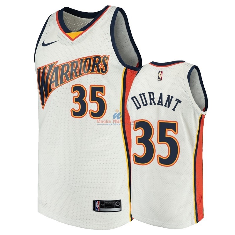 Acquista Maglia NBA Golden State Warriors #35 Kevin Durant Bianco Throwback