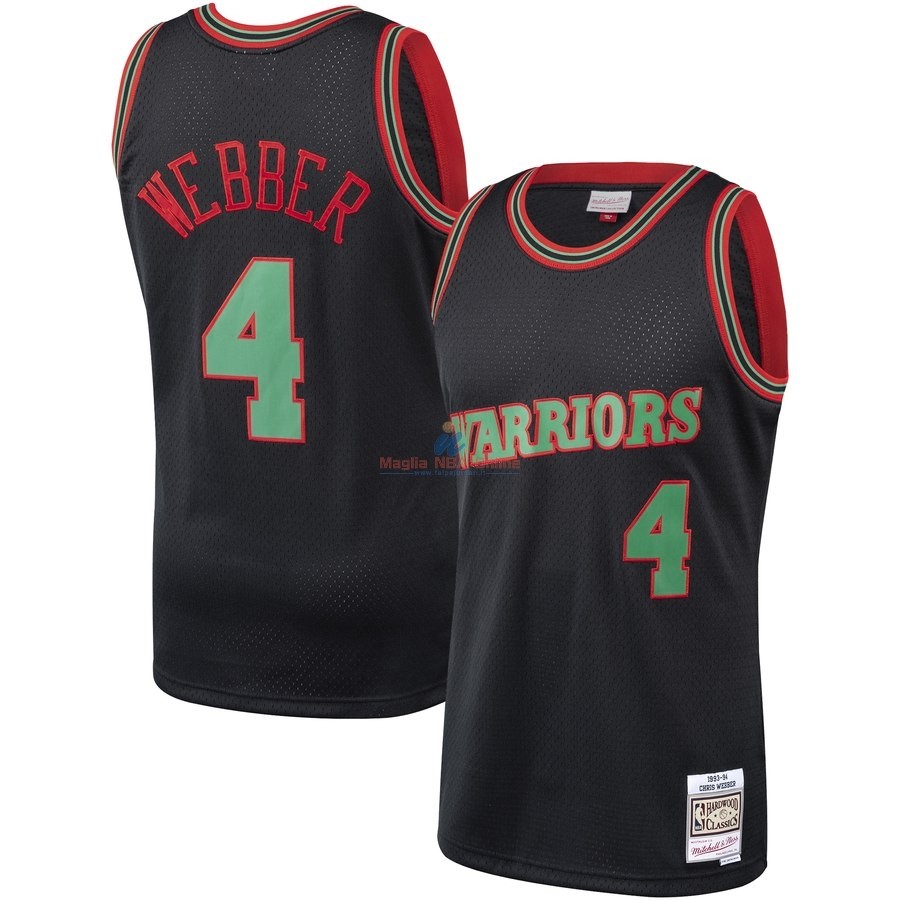 Acquista Maglia NBA Golden State Warriors #4 Chris Webber Nero Hardwood Classics