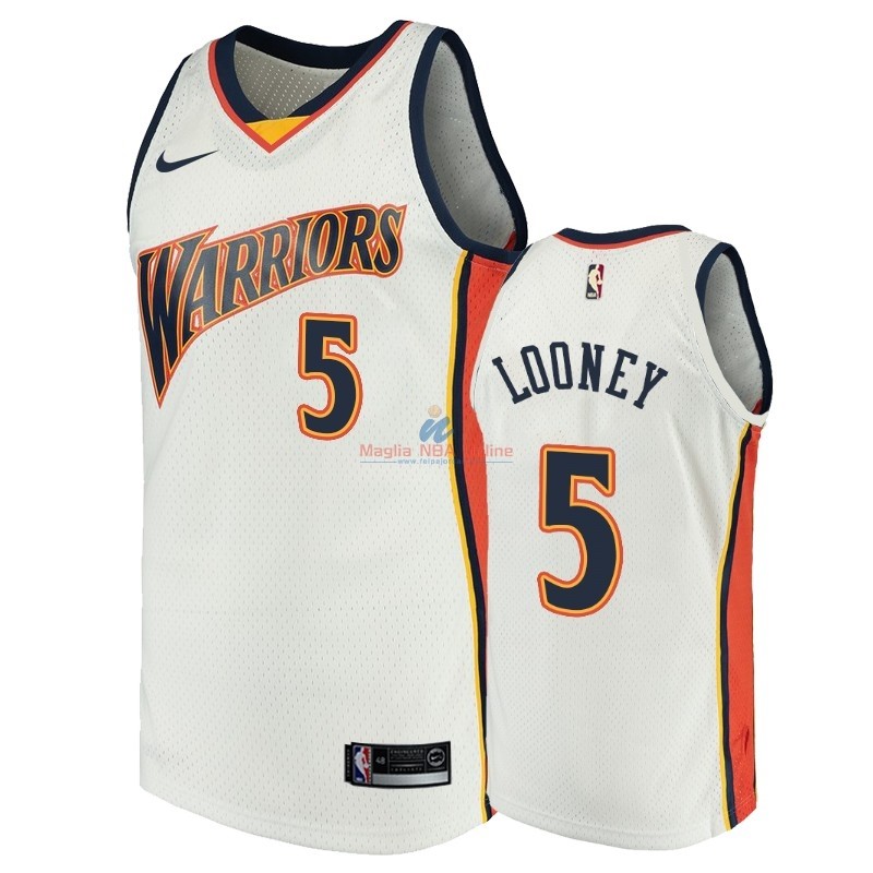 Acquista Maglia NBA Golden State Warriors #5 Kevon Looney Bianco Throwback