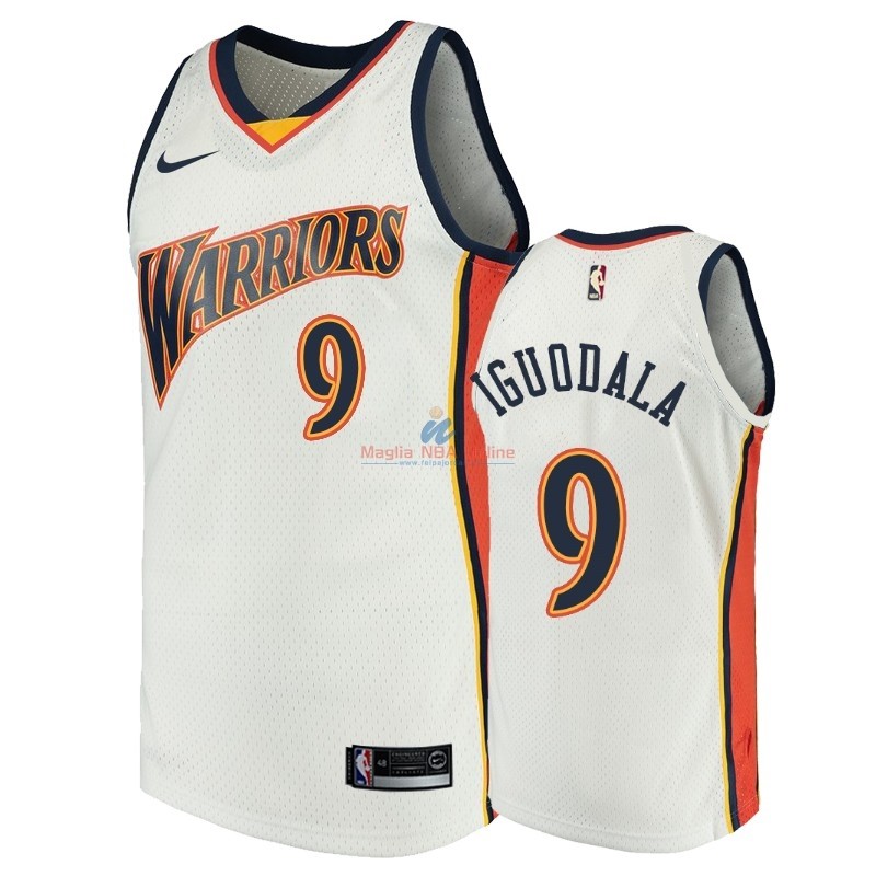 Acquista Maglia NBA Golden State Warriors #9 Andre Iguodala Bianco Throwback